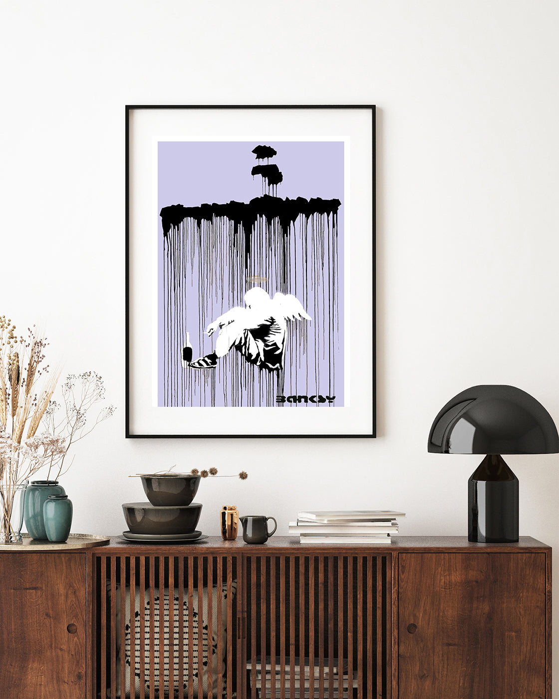 Banksy - Museum-Poster Alkoholismus - Engel im Regen