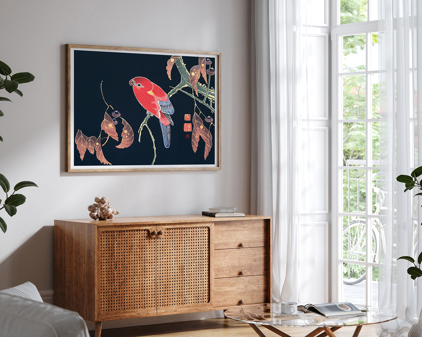 Itō Jakuchū - Vogel auf schwarzem Hintergrund