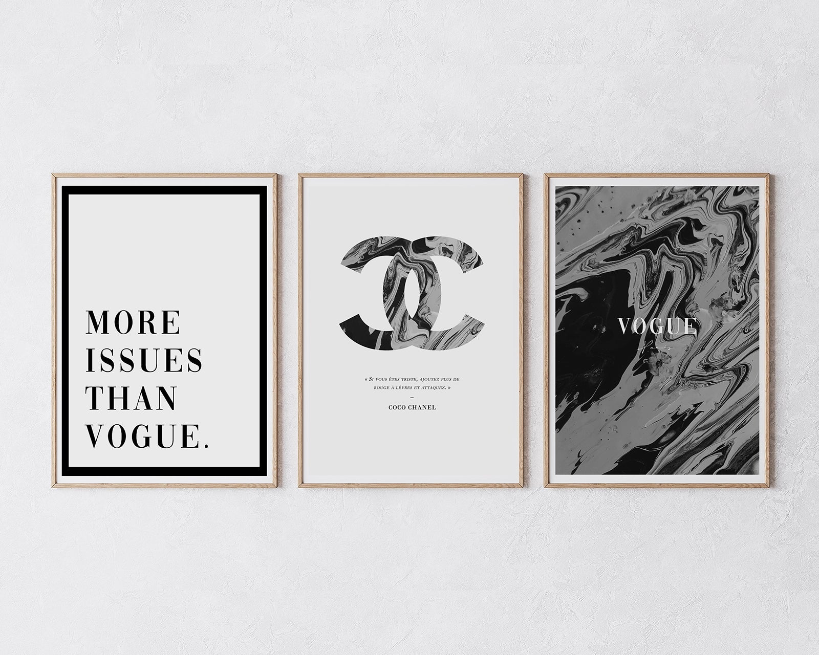 Set aus 3 Postern: Schwarz-Weiß "Fashion Victim"