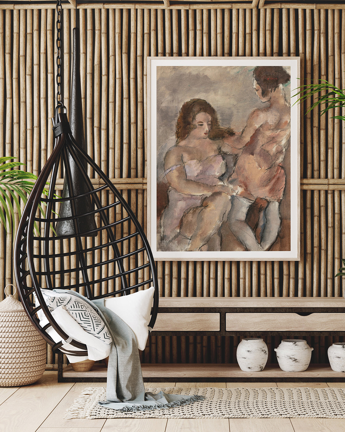 Jules Pascin - Zwei liebende Frauen in Unterwäsche