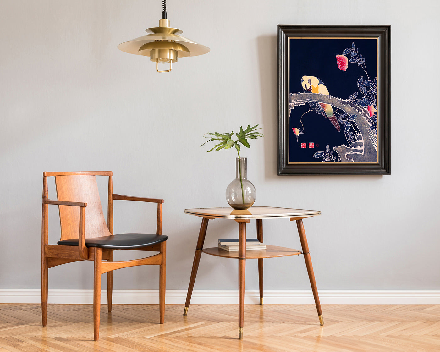 Itō Jakuchū - Vogel auf schwarzem Hintergrund