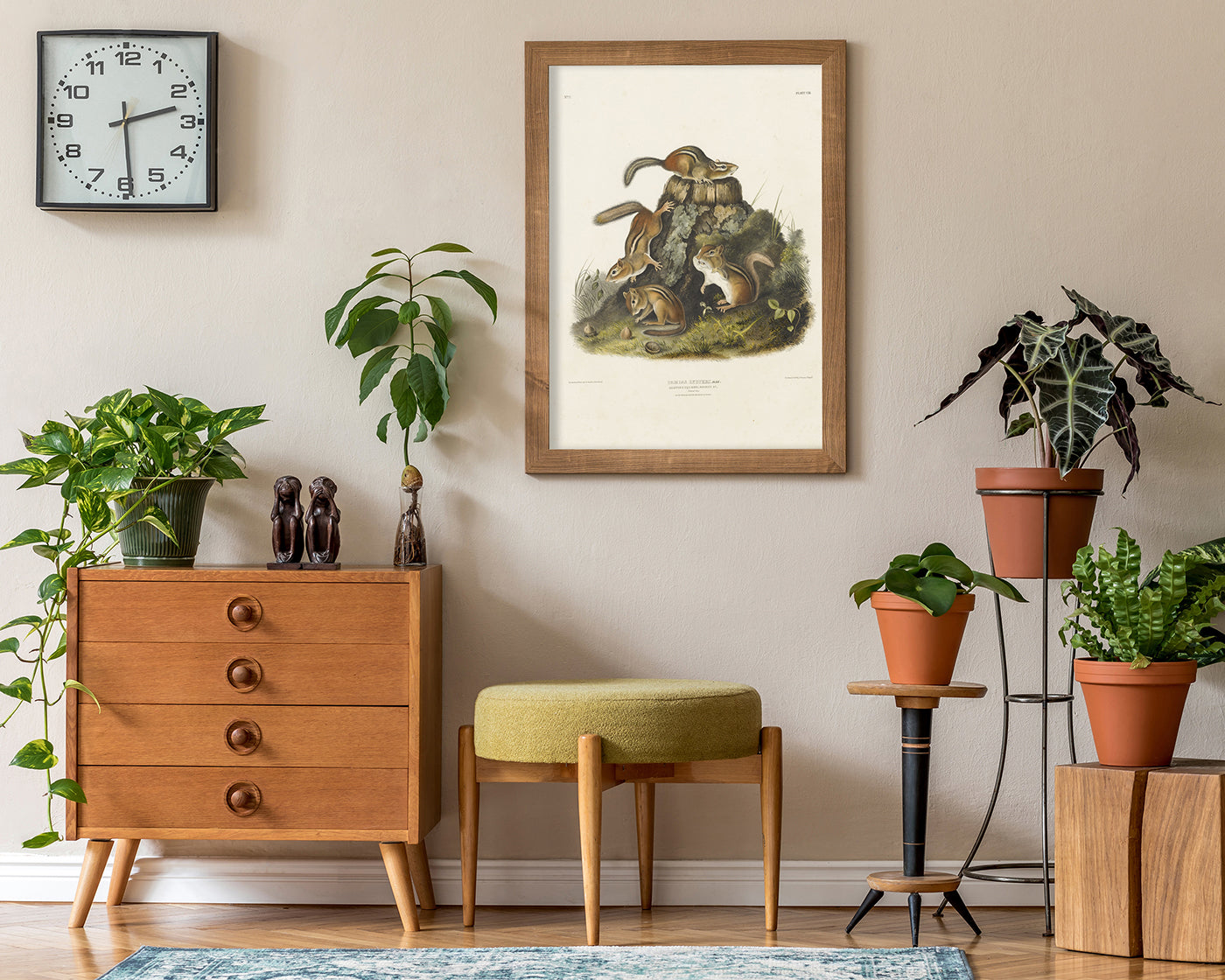 John James Audubon - Streifenhörnchen am Baumstamm