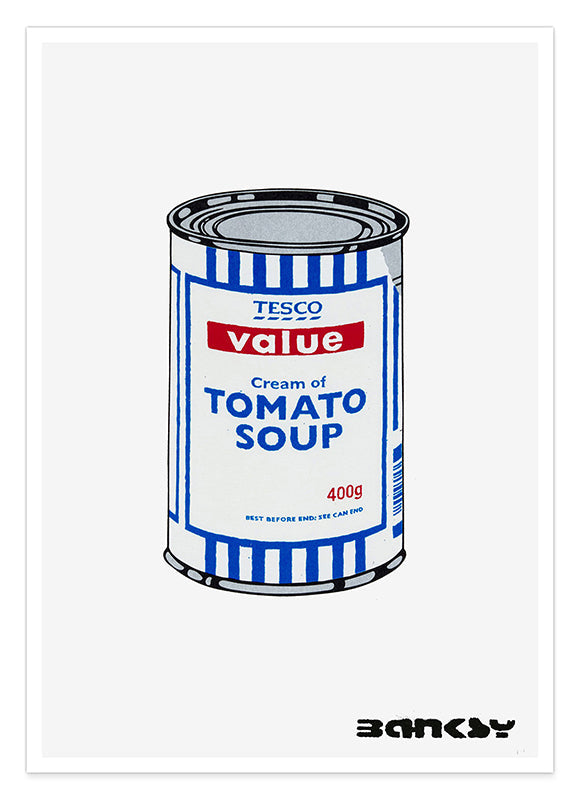 Banksy - Museum-Poster - Dose Tomato Soup in blau