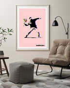 Banksy - Museum-Poster Steinwerfer mit Blumen