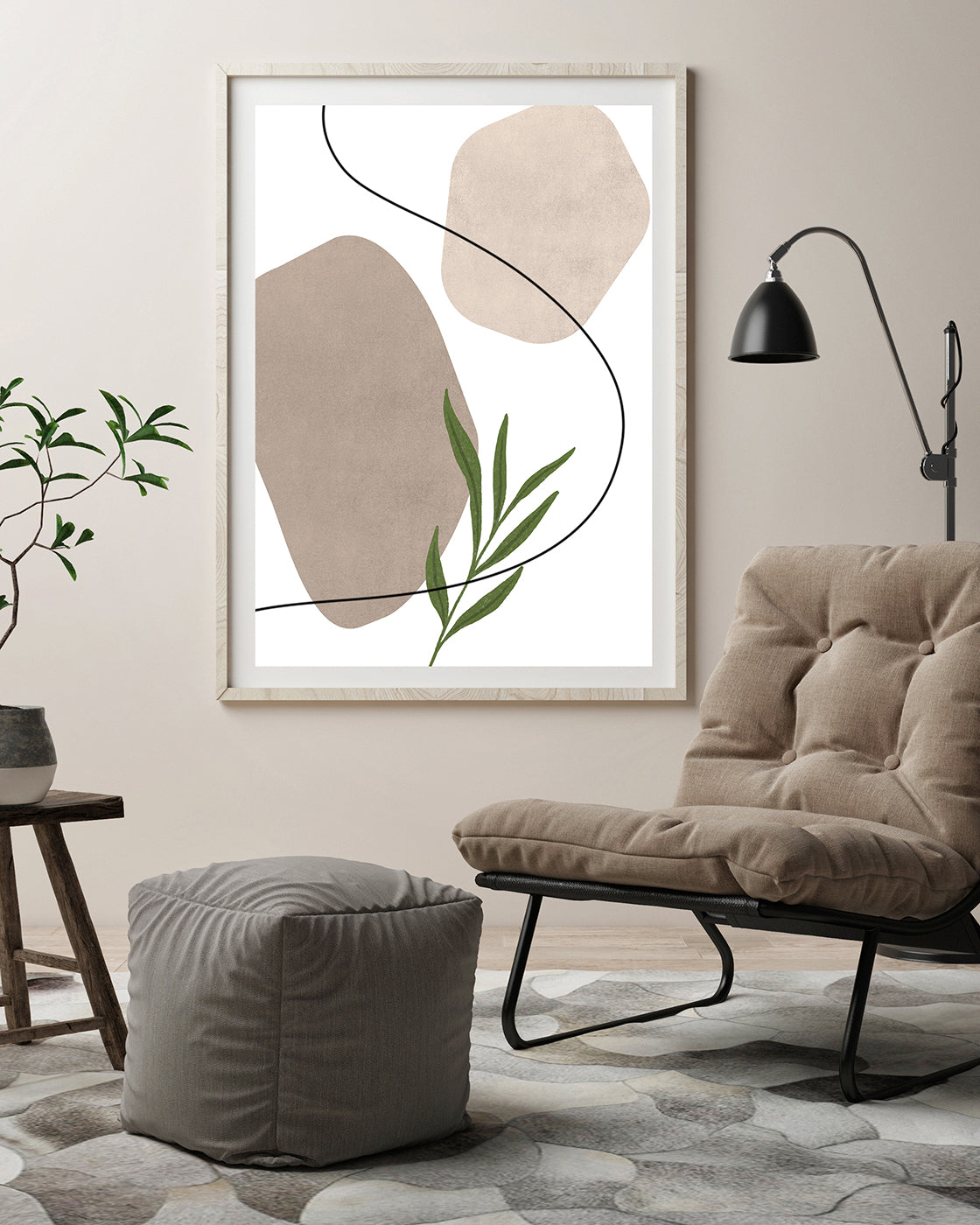 Blätter vor abstrakten Formen III