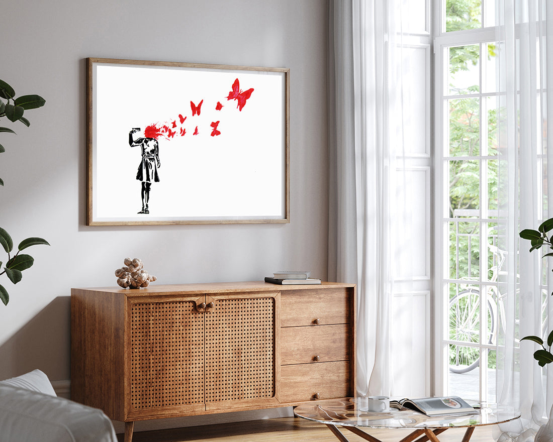 Banksy - Banksy Suicide Girl Butterflies Mädchen Schmetterlinge Street Art