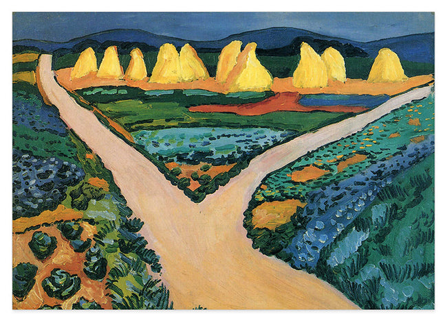 Landschafts-Gemalde Heuhaufen in grüner Landschaft Hover Image