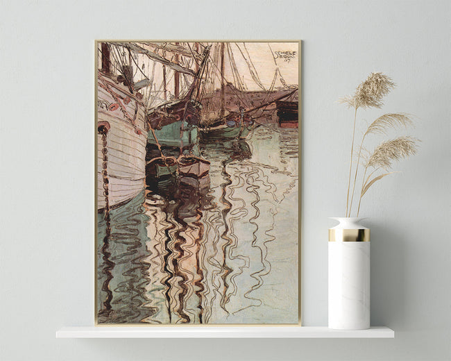 Egon Schiele - Segelschiffe im wellenbewegtem Wasser (Der Hafen von Triest) Main Image