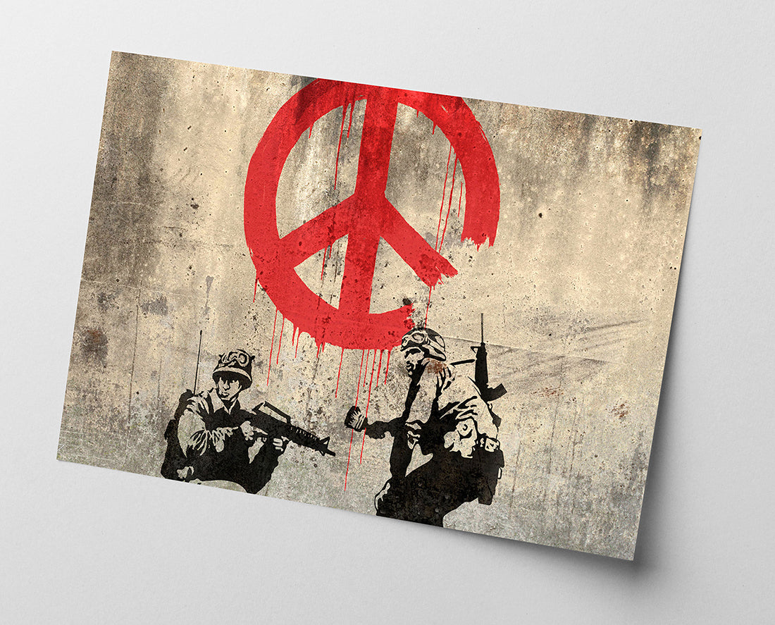 Banksy - Soldaten malen Peace Symbol Soldiers Peace Symbol Graffiti