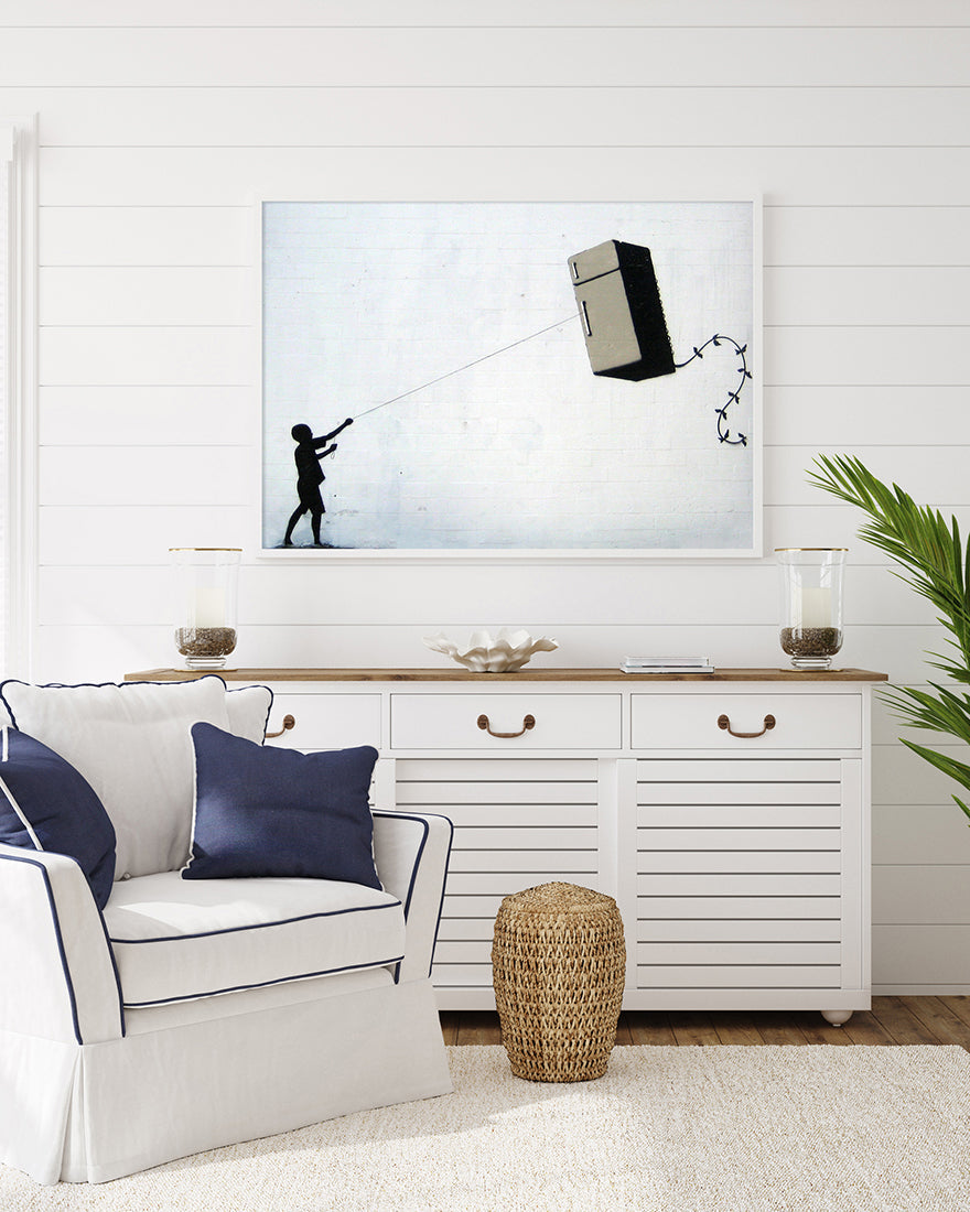 Banksy - Junge macht Fridge (Kühlschrank) Kite Street Art urban Kunst modern