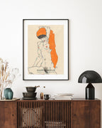 Egon Schiele - Museum-Poster II Stehender Akt mit orangenen Drapierungen