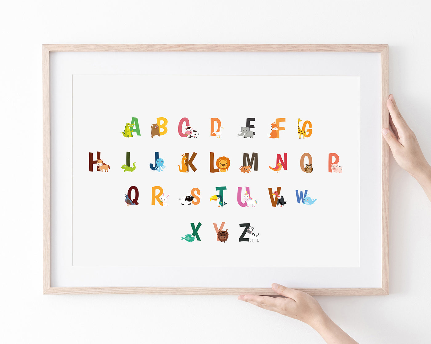 ABC Lernbild, Englisch Lernen, Süße Zeichnung, Kindergarten-Deko