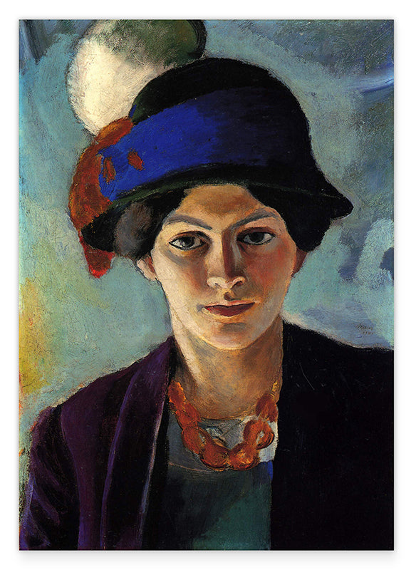 August Macke - Frauenportrait Frau des Künstlers mit Hut Hover Image