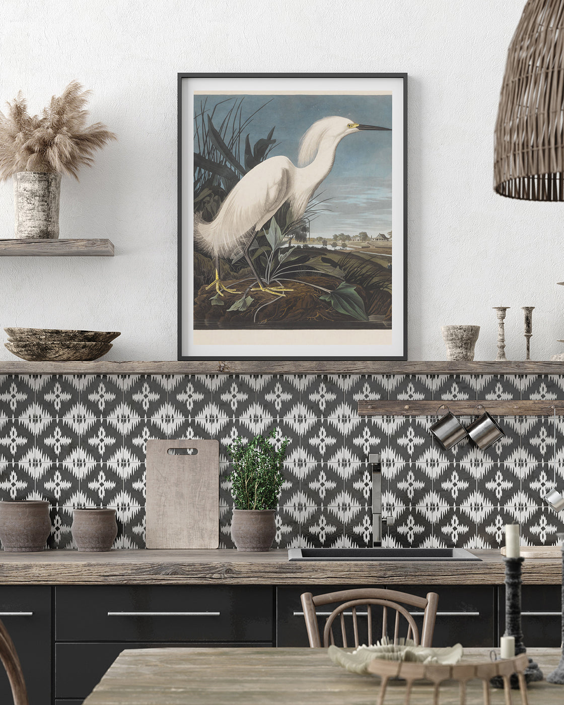 John James Audubon - Weißer Vogel am Teich