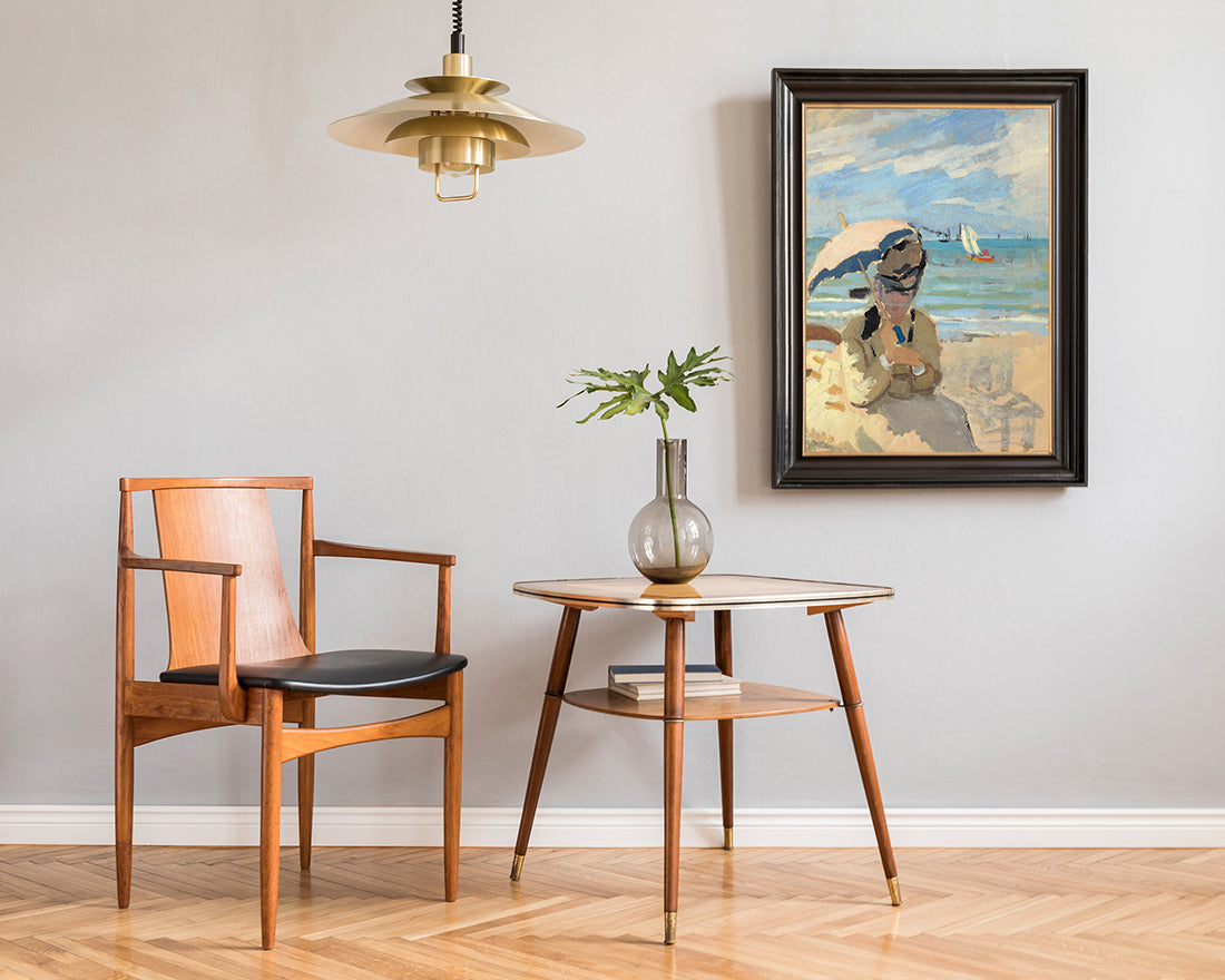 Claude Monet - Camille sitzt am Strand von Trouville