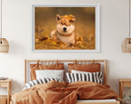 Shiba Inu im Laub