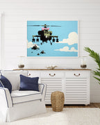 Banksy - Hubschrauber mit pinker Schleife Helicopter Graffiti Street Art