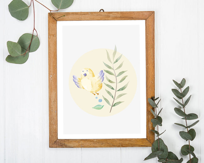 Gelber Vogel, Süße Wasserfarben-Zeichnung, Kinder und Baby Dekoration Main Image