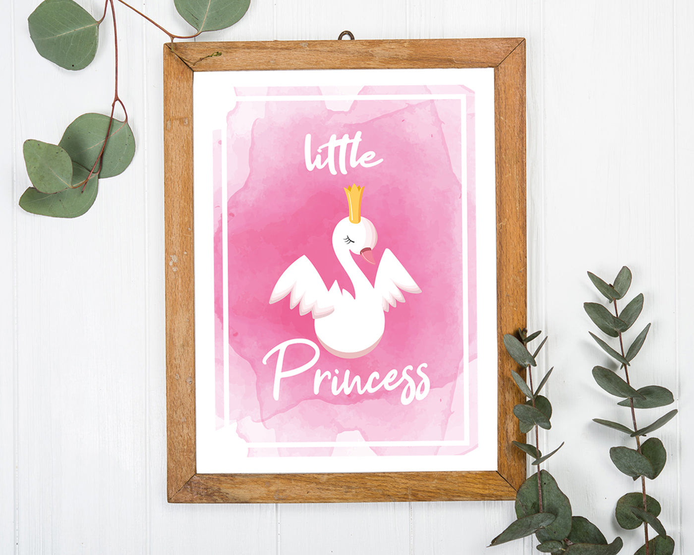 Schwanen Prinzessin, Pinke Zeichnung, Süße Illustration, Dekoration für Zuhause