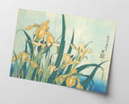 Katsushika Hokusai - Grashüpfer und Iris (Gelbe Blumen)