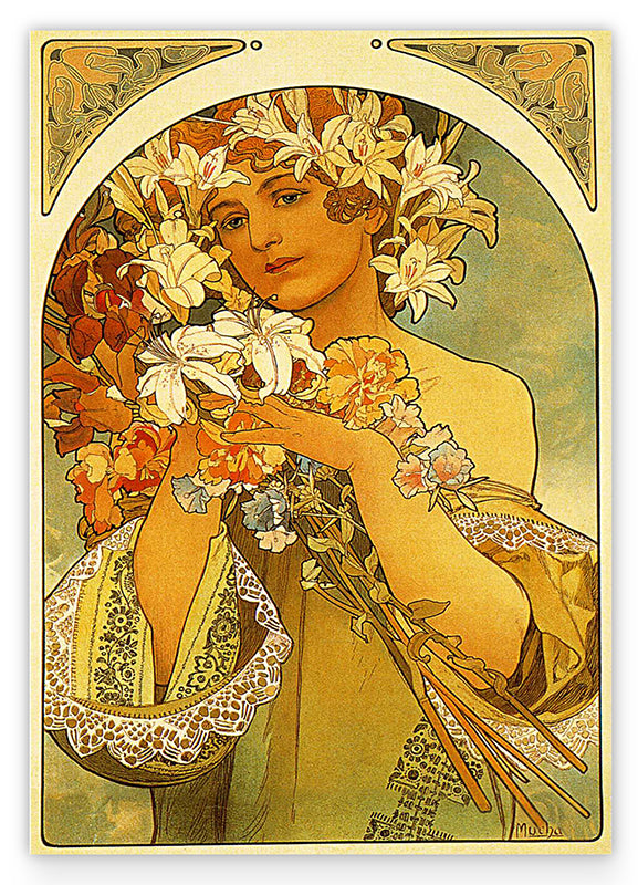 Alfons Mucha - Frau mit Blumen auf Kopf Hover Image