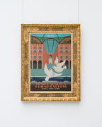 Pierre Fix-Masseau - Art Deco Werbeplakat - Tauben am Bahnhof