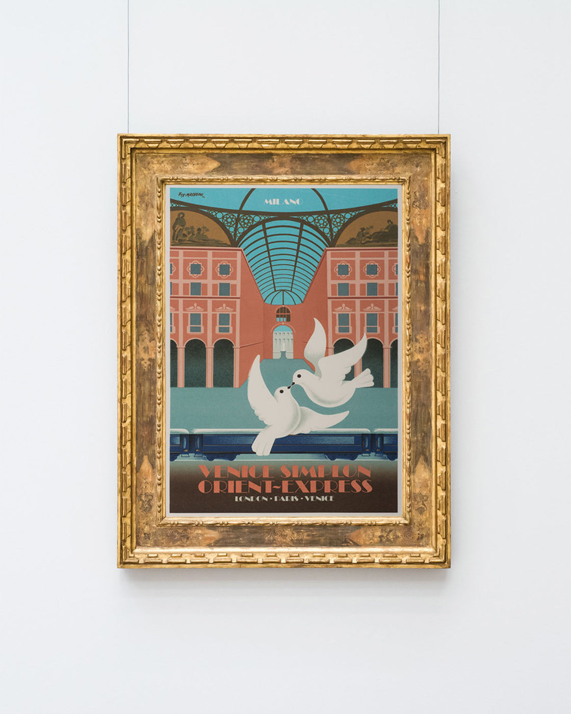 Pierre Fix-Masseau - Art Deco Werbeplakat - Tauben am Bahnhof