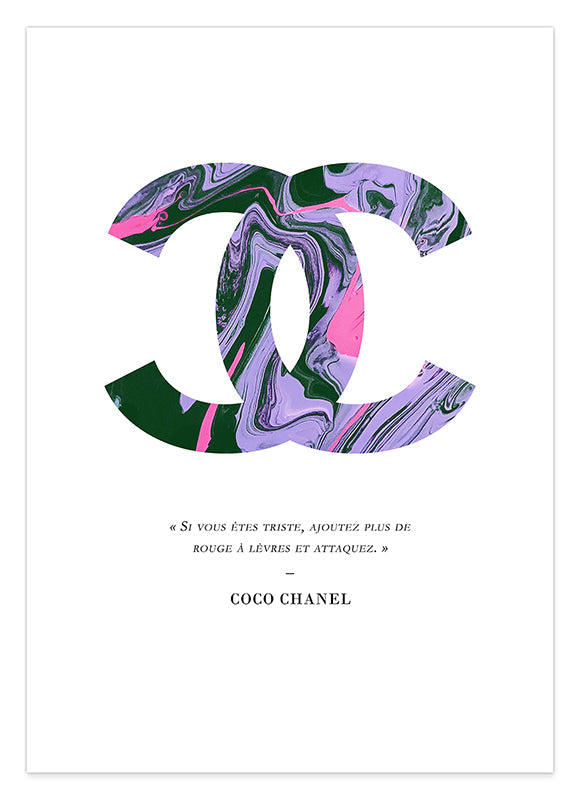 Zitat von Coco Chanel - Mode-Ikone - 80er Muster Hover Image