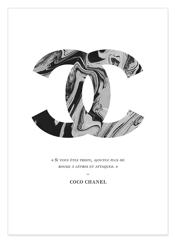 Zitat von Coco Chanel - Mode-Ikone - Schwarz-Weiß