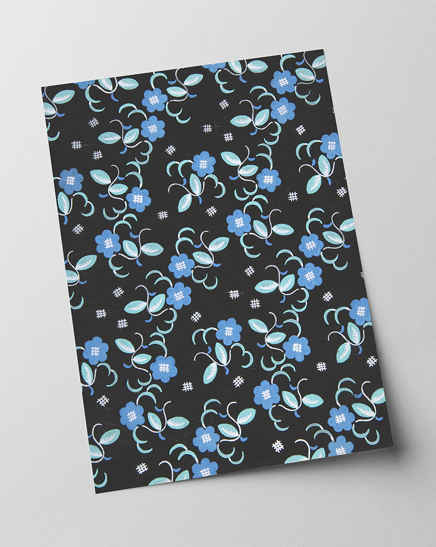 Paul Poiret zugeschrieben - Stoffdesign mit blauen Blumen