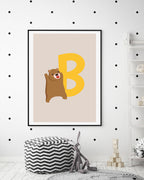 B wie Bär, Buchstaben Lernen, ABC, Süße Illustration, Dekoration für Zuhause