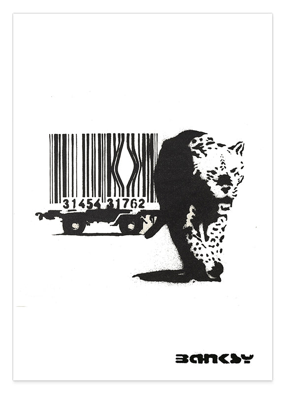 Banksy - Museum-Poster Leopard mit Strichcode - Konsumkritik