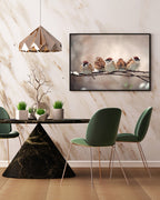 Spatzen auf einem Ast