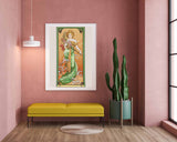 Alfons Mucha - Bohemian beauty in green dress