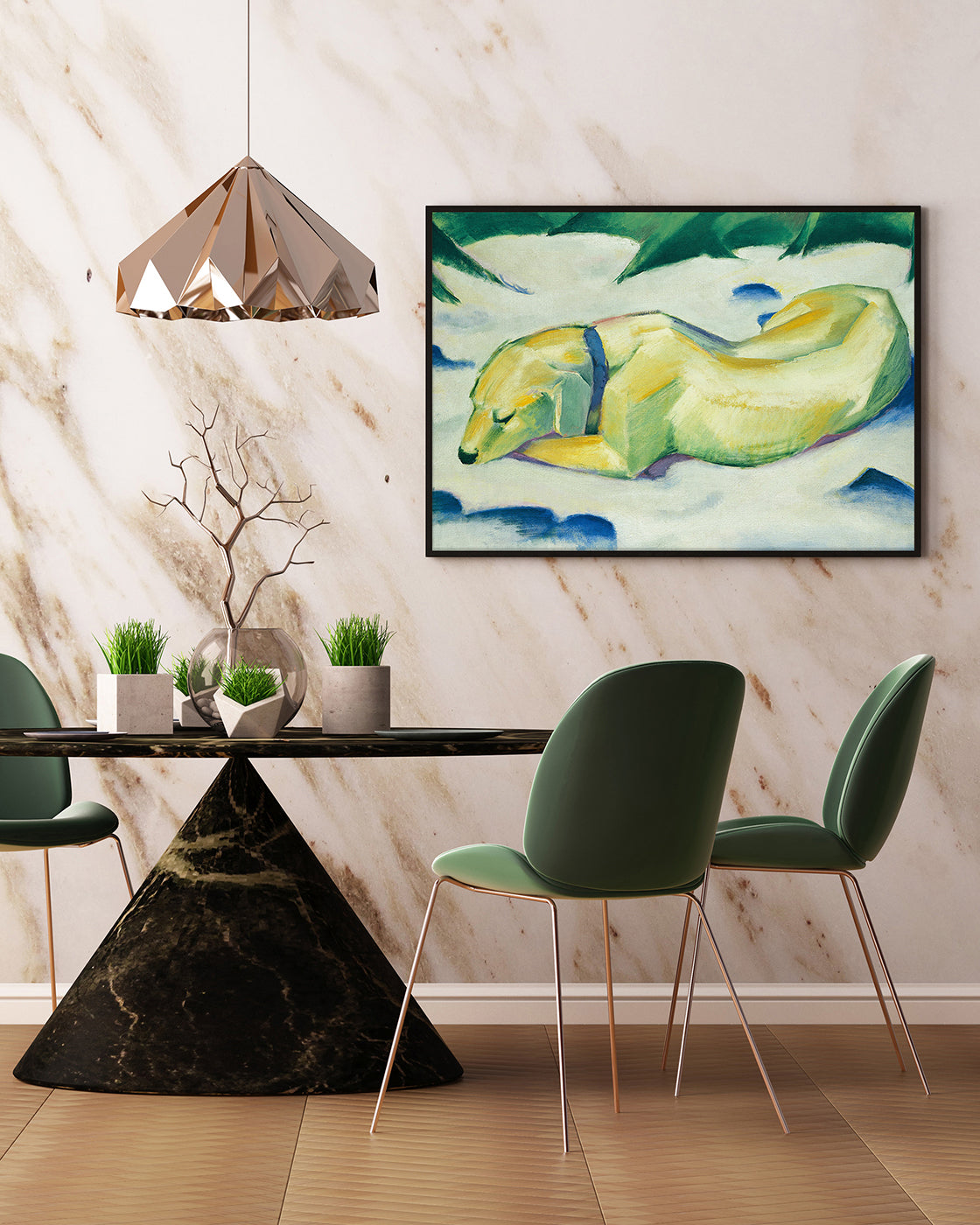 Franz Marc - Liegender Hund im Schnee (191011)