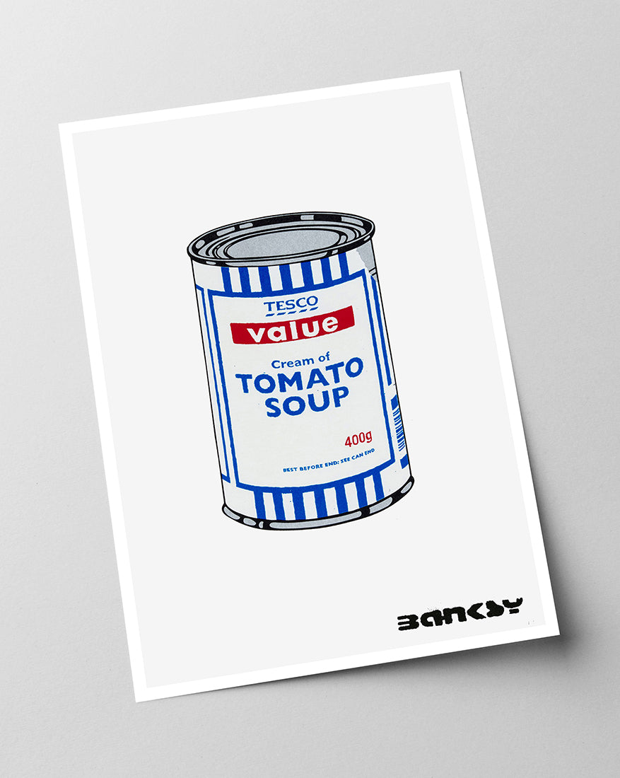 Banksy - Museum-Poster - Dose Tomato Soup in blau