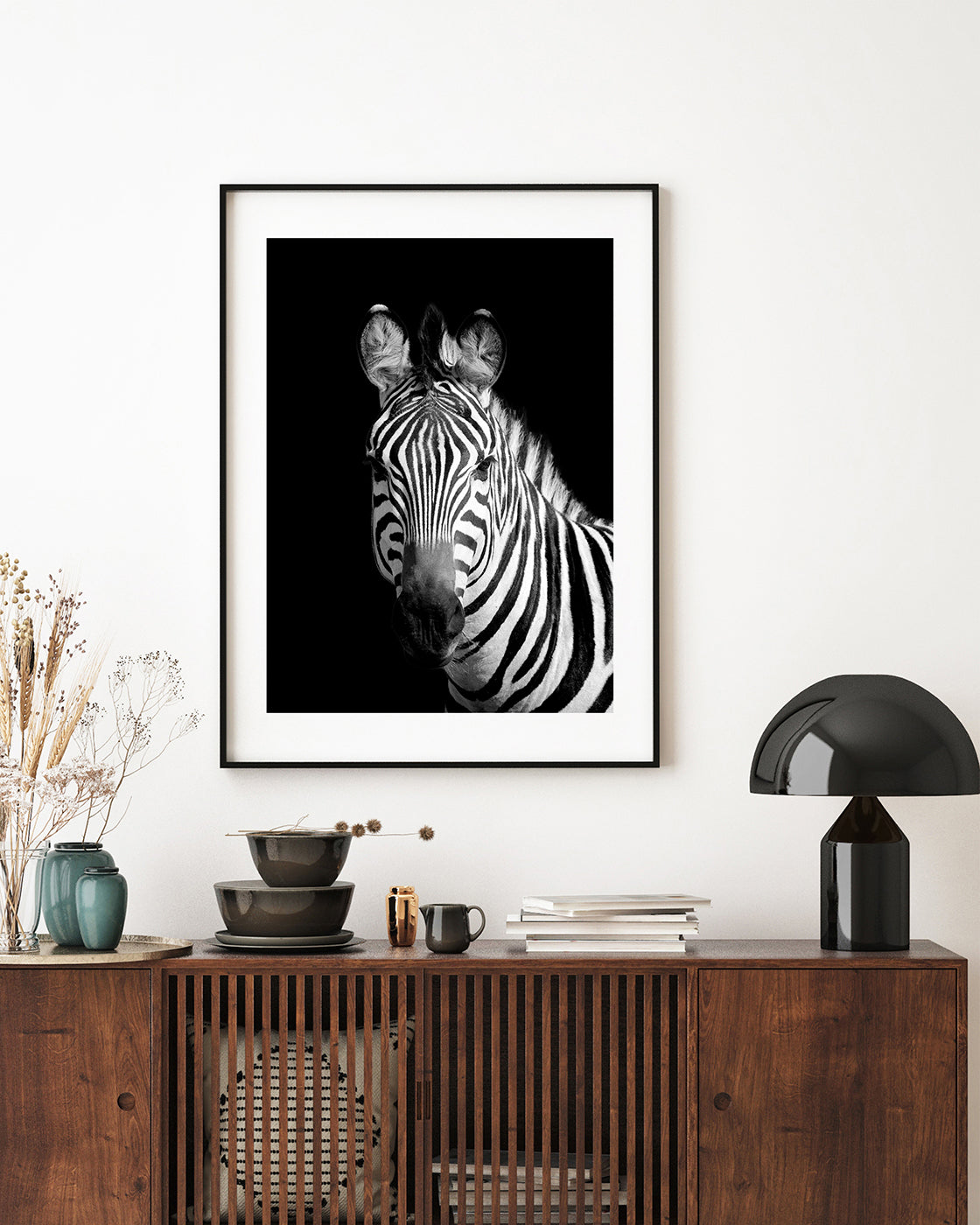 Zebra auf schwarzem Hintergrund