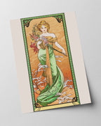 Alfons Mucha - Bohemian beauty in green dress