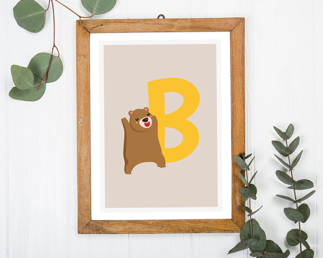 B wie Bär, Buchstaben Lernen, ABC, Süße Illustration, Dekoration für Zuhause Main Image