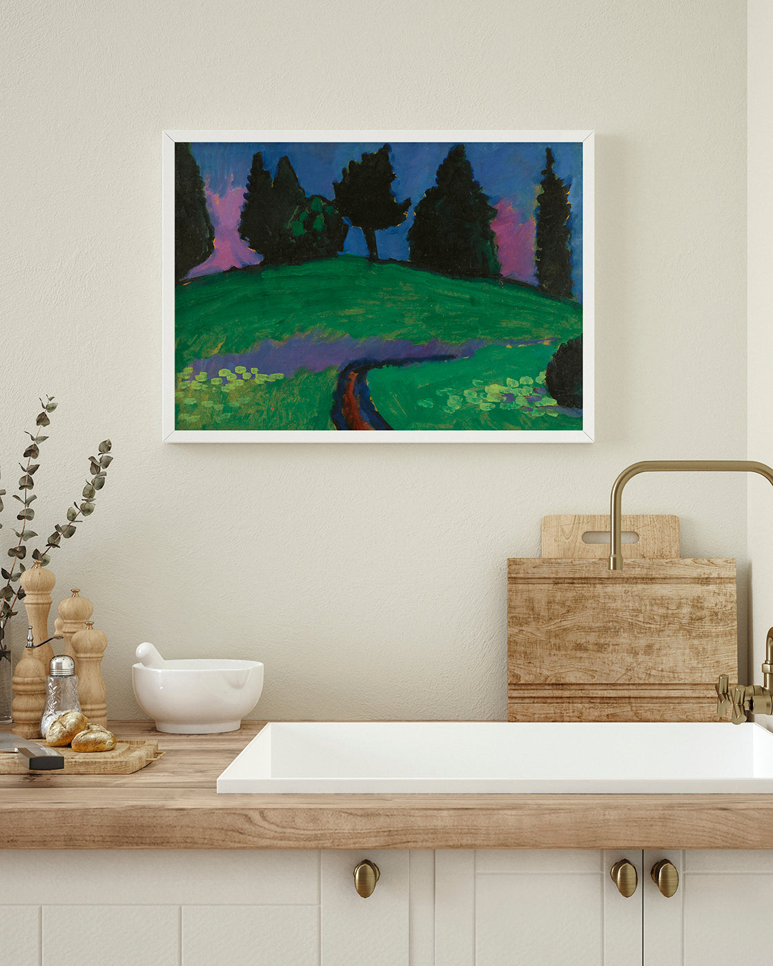 Alexej von Jawlensky - Dunkle Bäume über grünem Hang