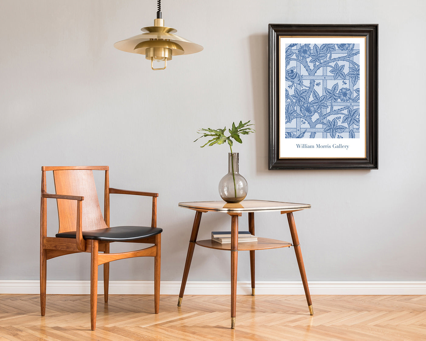 William Morris Jagd - Museum-Poster Rosen und Vögel in blau