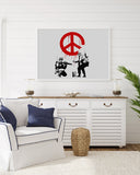 Banksy - Soldaten malen Peace Symbol soldiers Peace heller Hintergrund