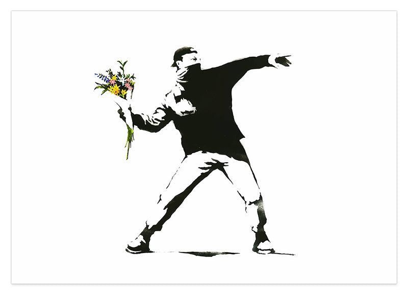 Banksy - Autonomer wirft mit Blumenstrauß statt Molotow