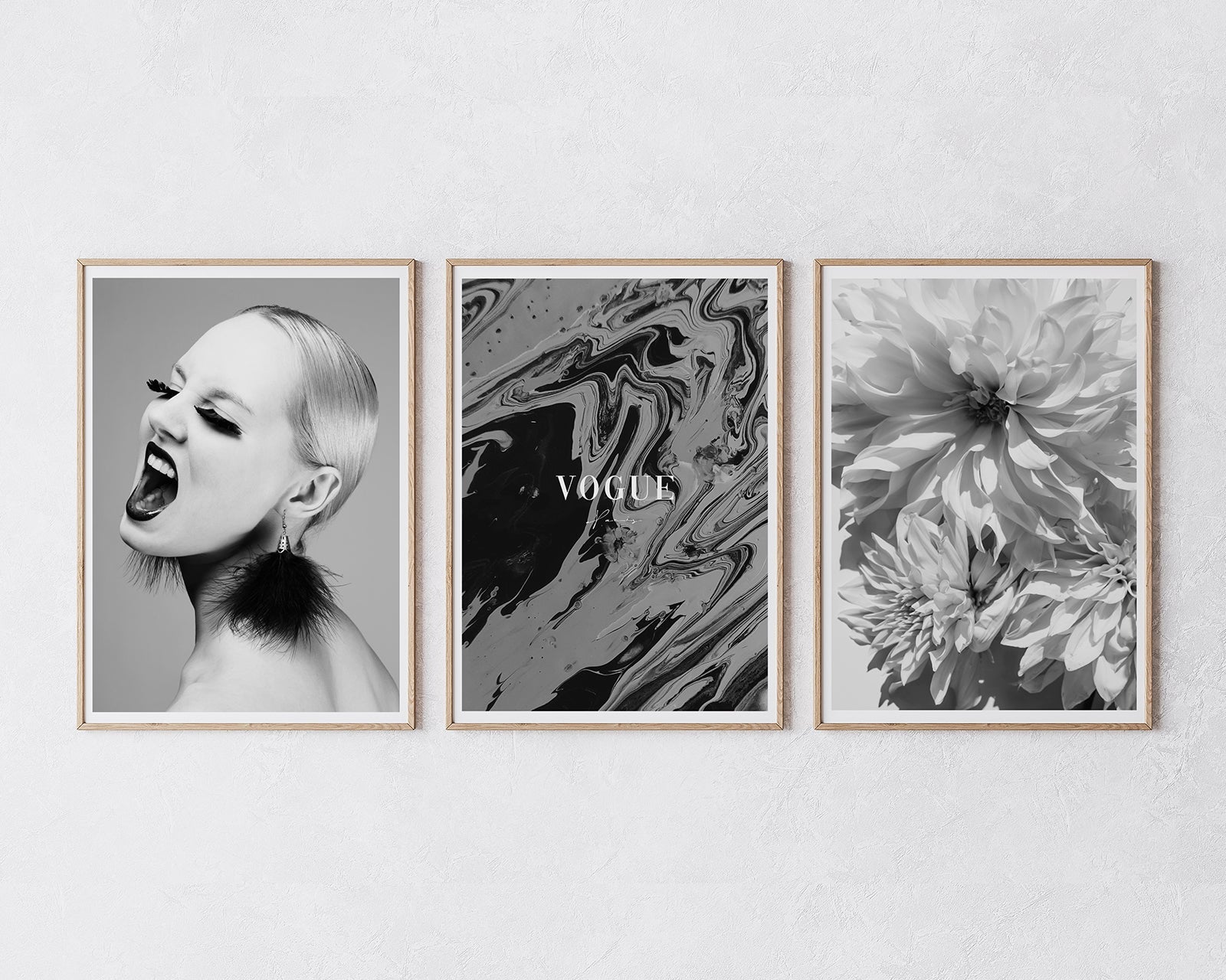 Set aus 3 Postern: Schwarz-Weiß "Fashion Girl"