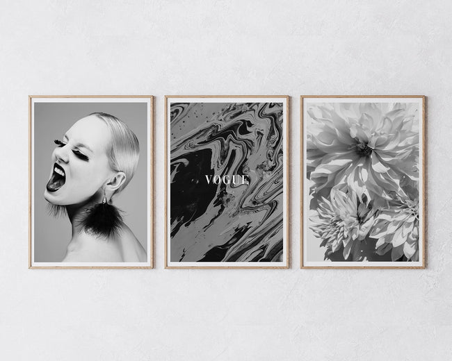Set aus 3 Postern: Schwarz-Weiß "Fashion Girl" Hover Image