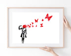Banksy - Banksy Suicide Girl Butterflies Mädchen Schmetterlinge Street Art