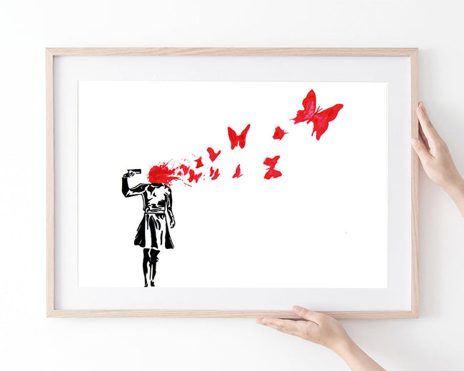 Banksy - Banksy Suicide Girl Butterflies Mädchen Schmetterlinge Street Art Main Image