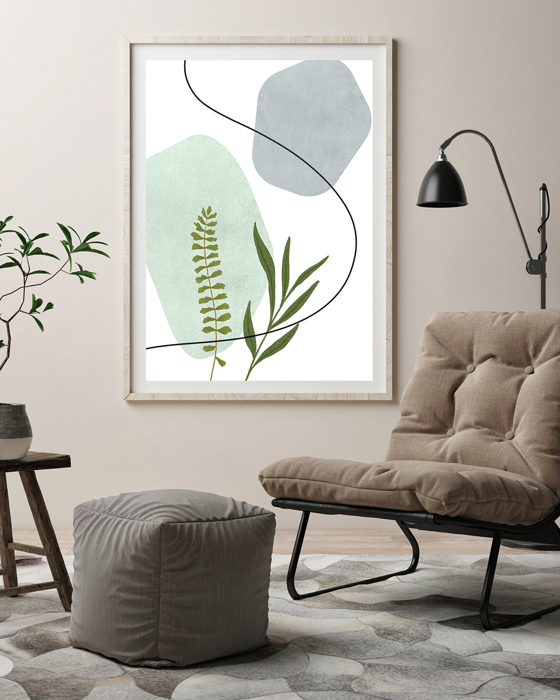 Blätter vor abstrakten Formen I