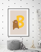 B wie Bär, Buchstaben Lernen, ABC, Süße Illustration, Dekoration für Zuhause