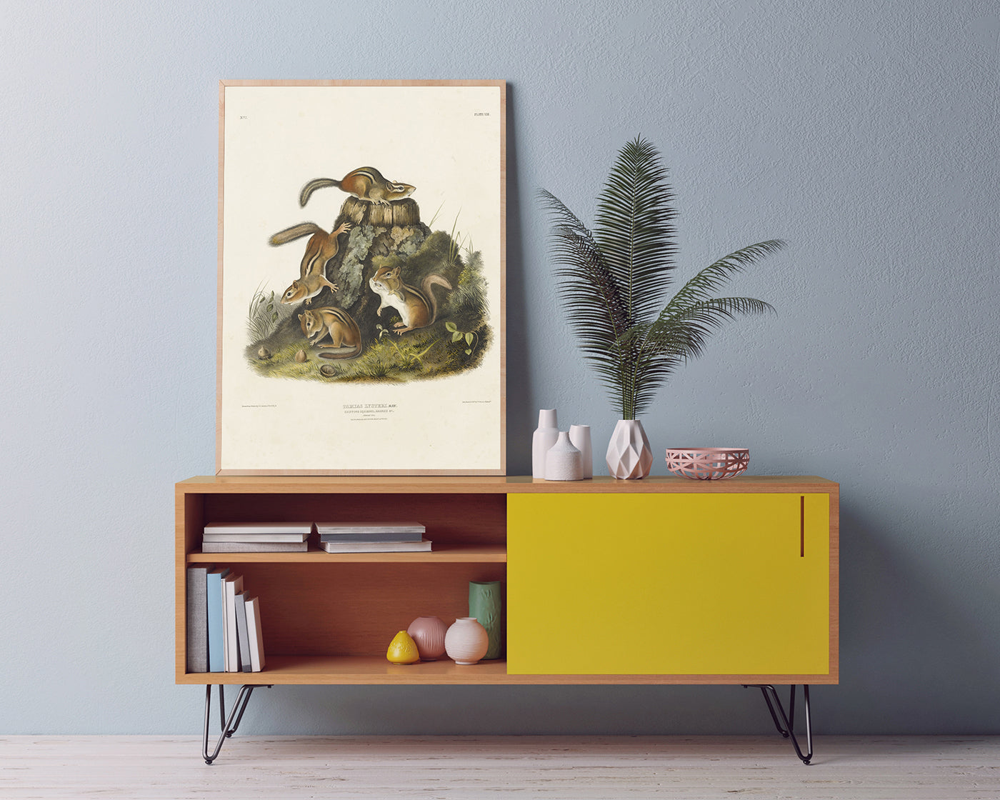 John James Audubon - Streifenhörnchen am Baumstamm